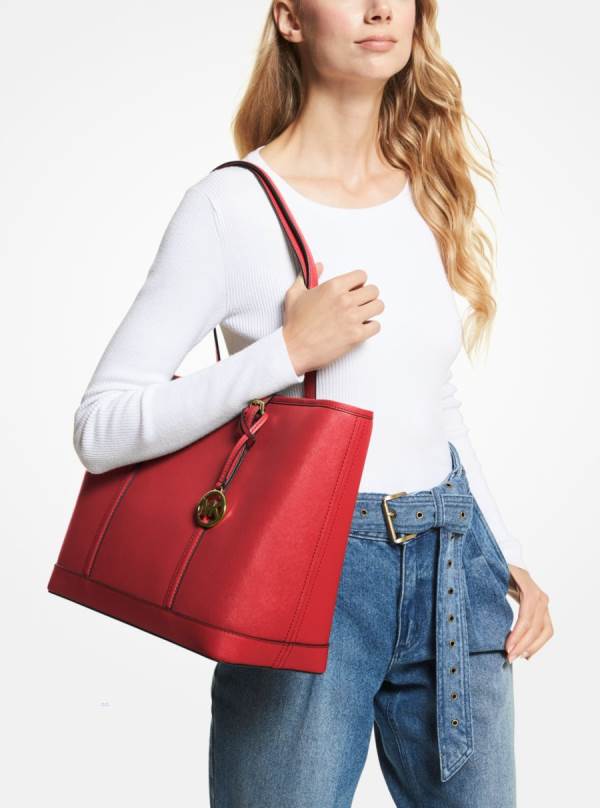 Damske Prenosná Taška Michael Kors Jet Set Travel Large Saffiano Leather Červené - Kabelky Michael Kors Outlet | RACHX-2901